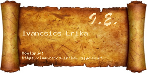 Ivancsics Erika névjegykártya